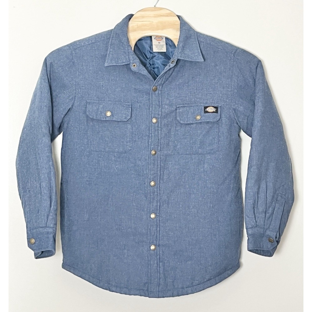 Dickies Shirt Jacket Men's Medium Blue Chambray Quilted‎ Workwear Western Rugged